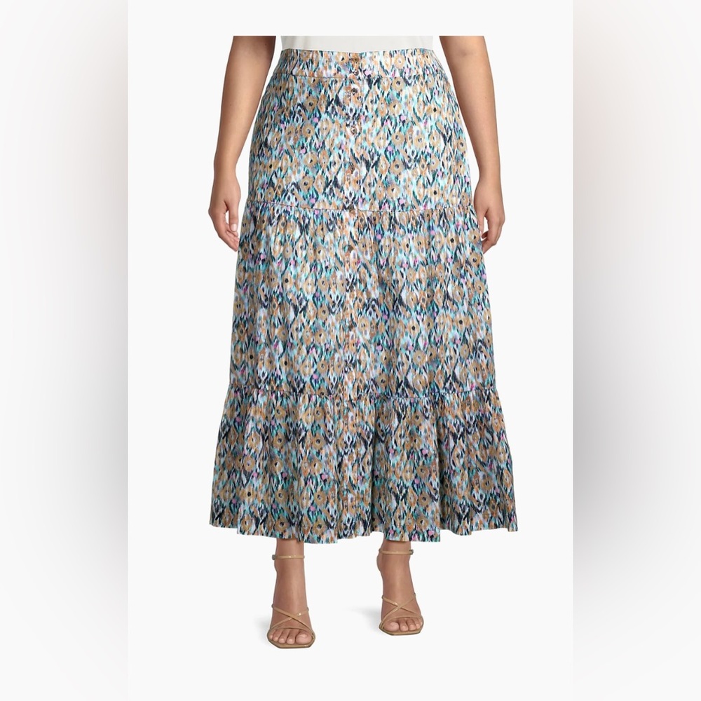 NWT NIC+ZOE Up Beat Ikat Tiered Maxi Skirt size PL Still available at Saks Fifth - Picture 2 of 13